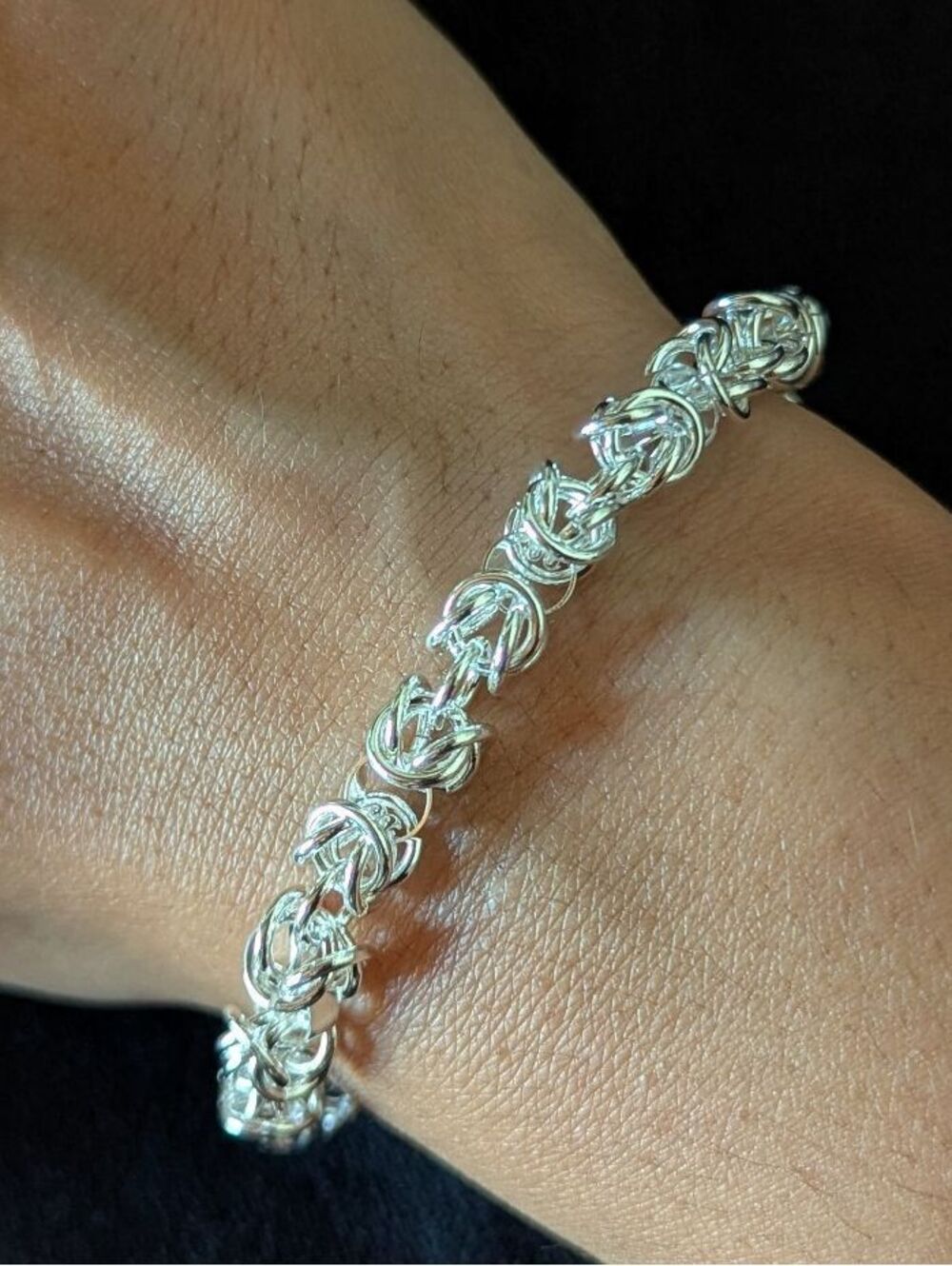Intricate Silver Link Bracelet Sterling Silver 925 Round Elegant